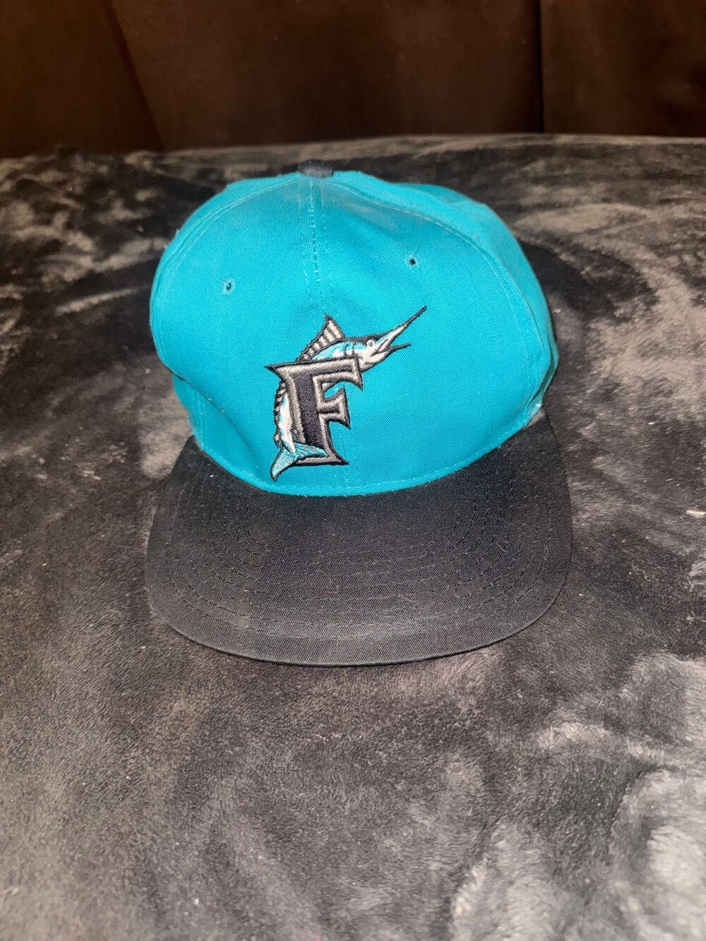 Vintage New Era Major League Pro Model Snapback Hat Medium-Large Teal Black